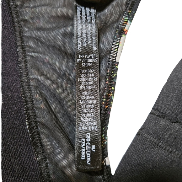 Victoria's Secret "The Player"Sports Bra,Black/White With Neon Splatter, Medium - Picture 8 of 11